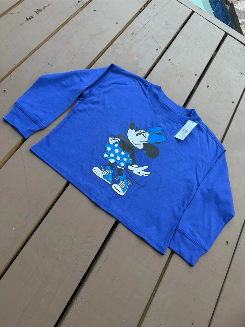 New with tag Blue GAP Disney Minnie Mouse Kids Long-Sleeve Top - Size XS (4/5)